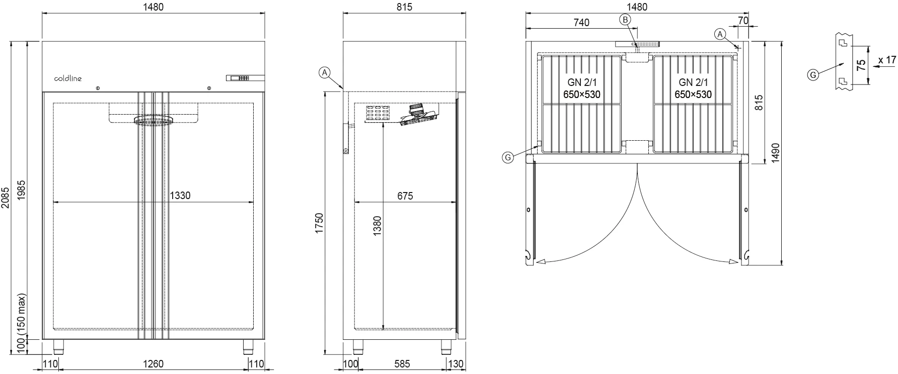 Coldline Smart A140/2ME køleskab