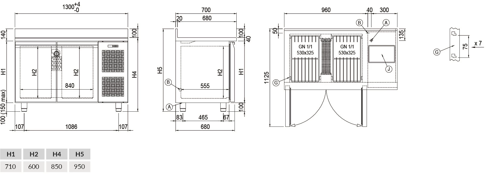 Coldline Master TP13/1B-710 frysebord