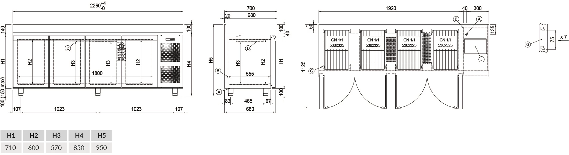 Coldline Master TP21/1B-710 frysebord