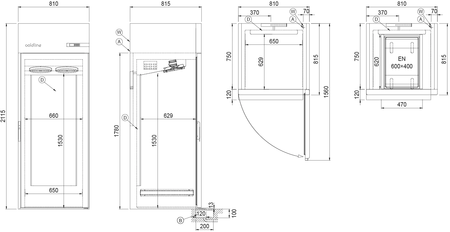 Coldline J100/1FH raskeskab