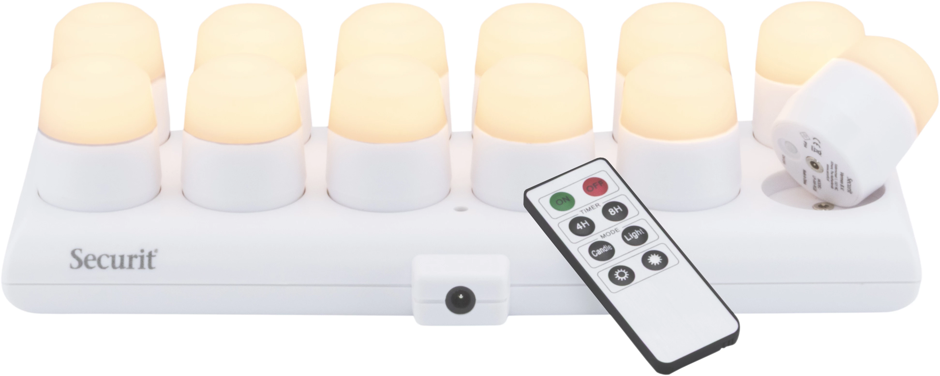 12 stk. LED-fyrfadslys inkl. lader og fjernbetjening