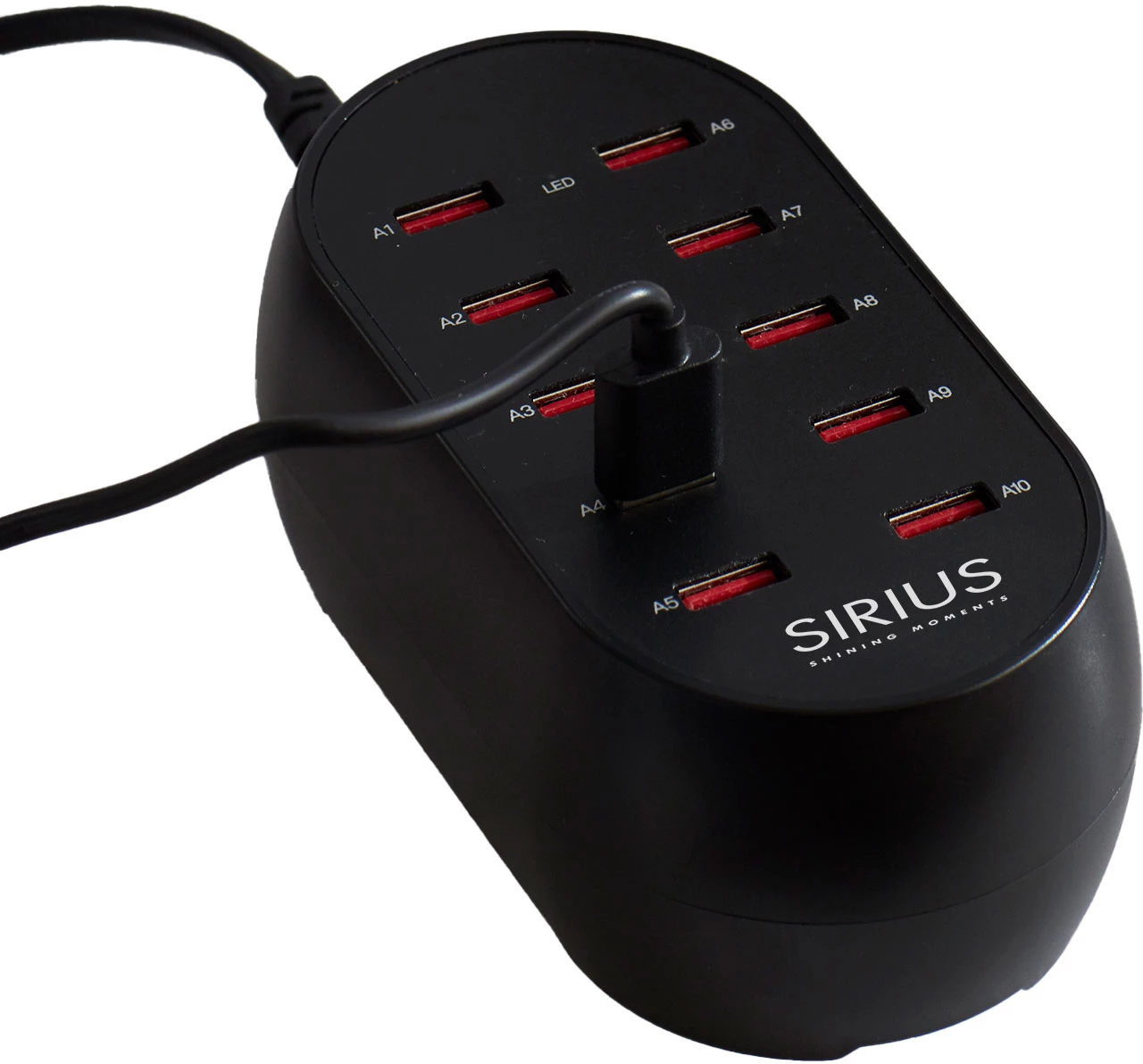 Sirius oplader med 10 USB-porte