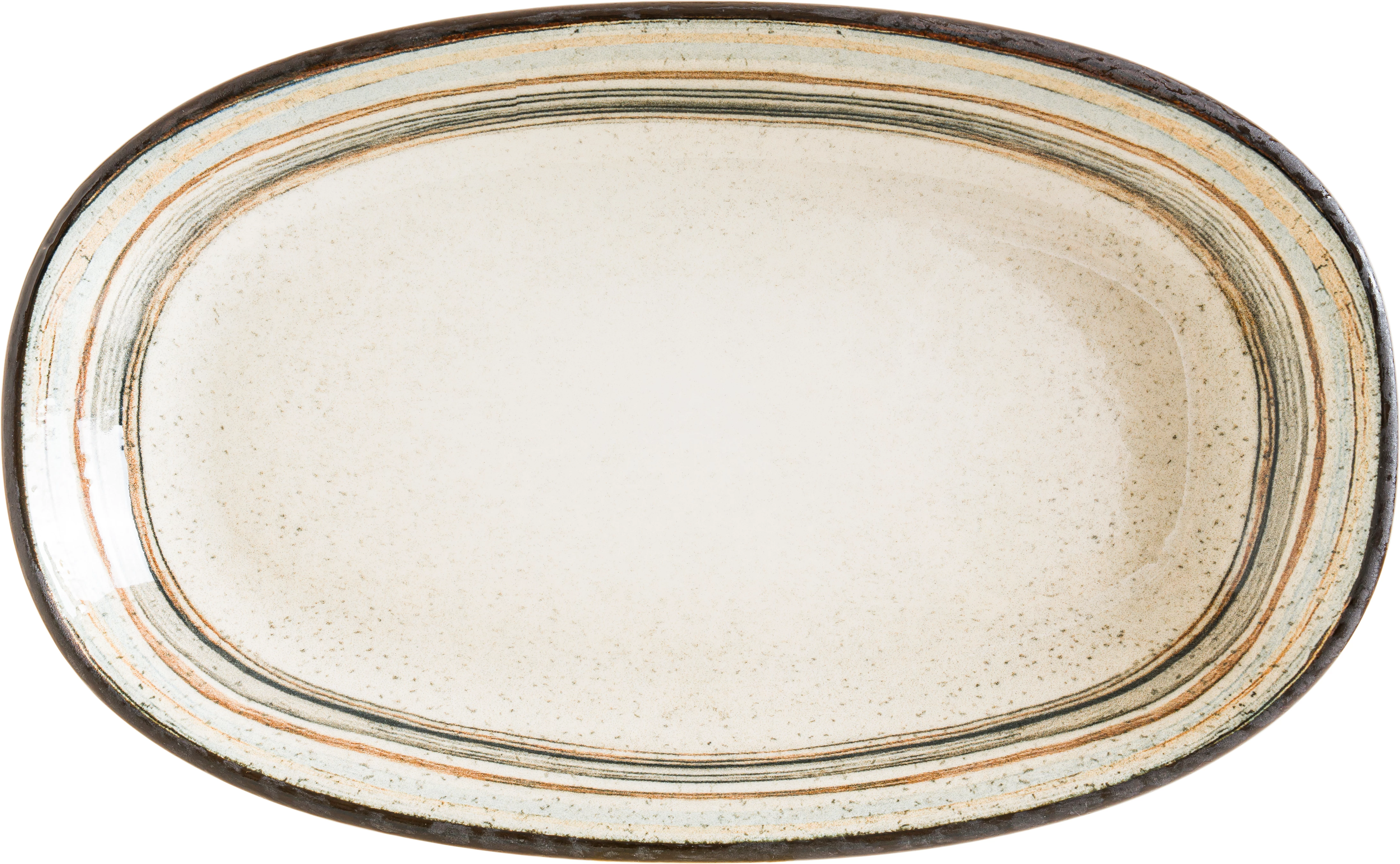 Bonna Cortado oval tallerken med stribet kant, 15 x 8,5 cm