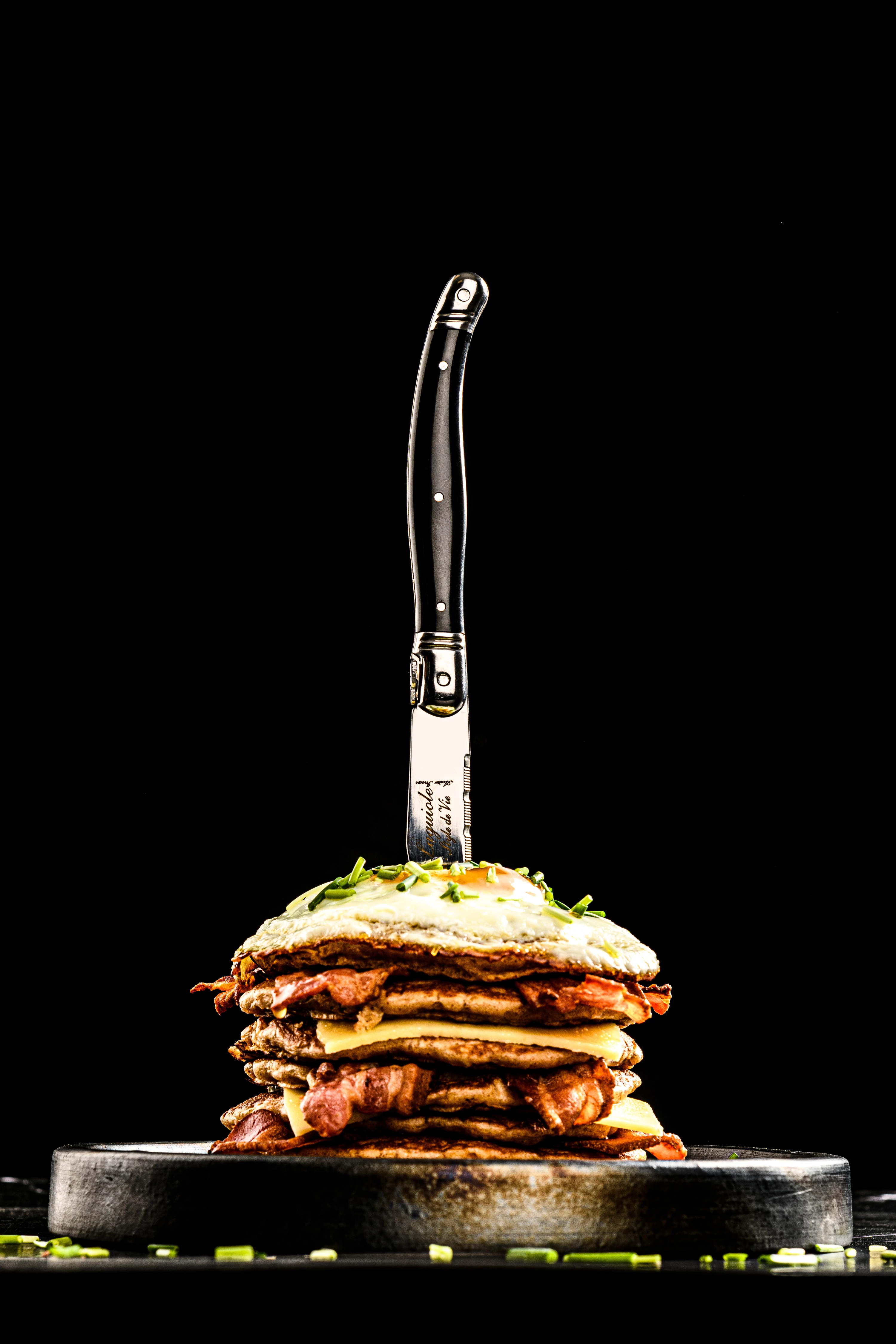 Laguiole steakkniv, sort, 23 cm