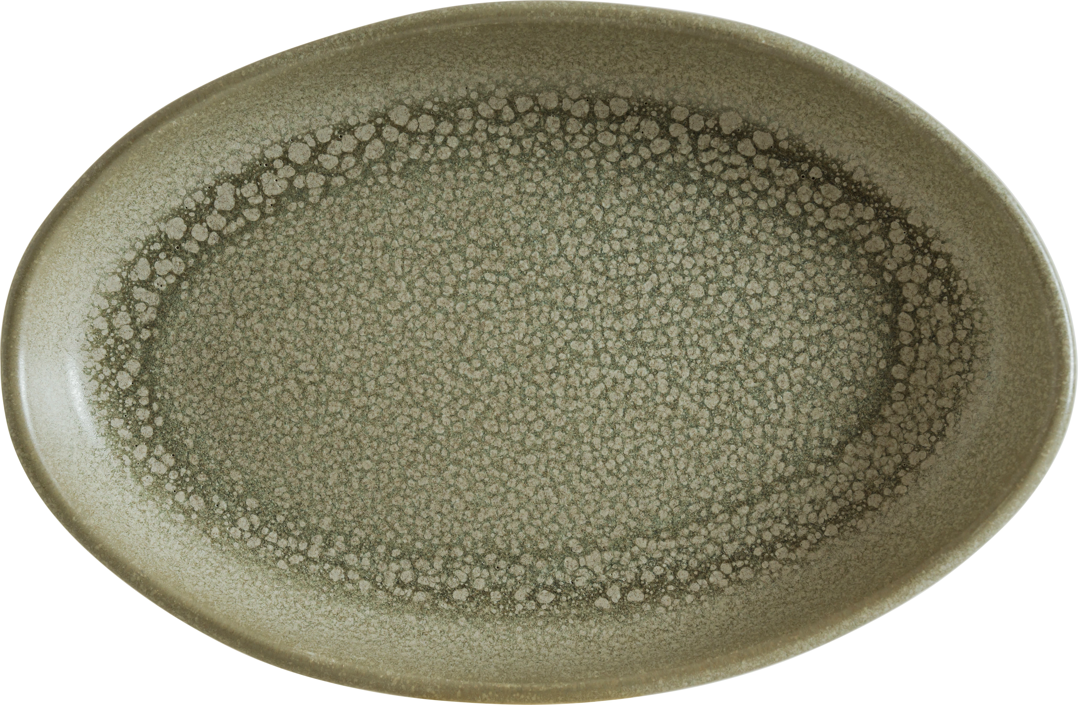 Bonna Adelfa oval tallerken, grøn, 19 x 13 cm