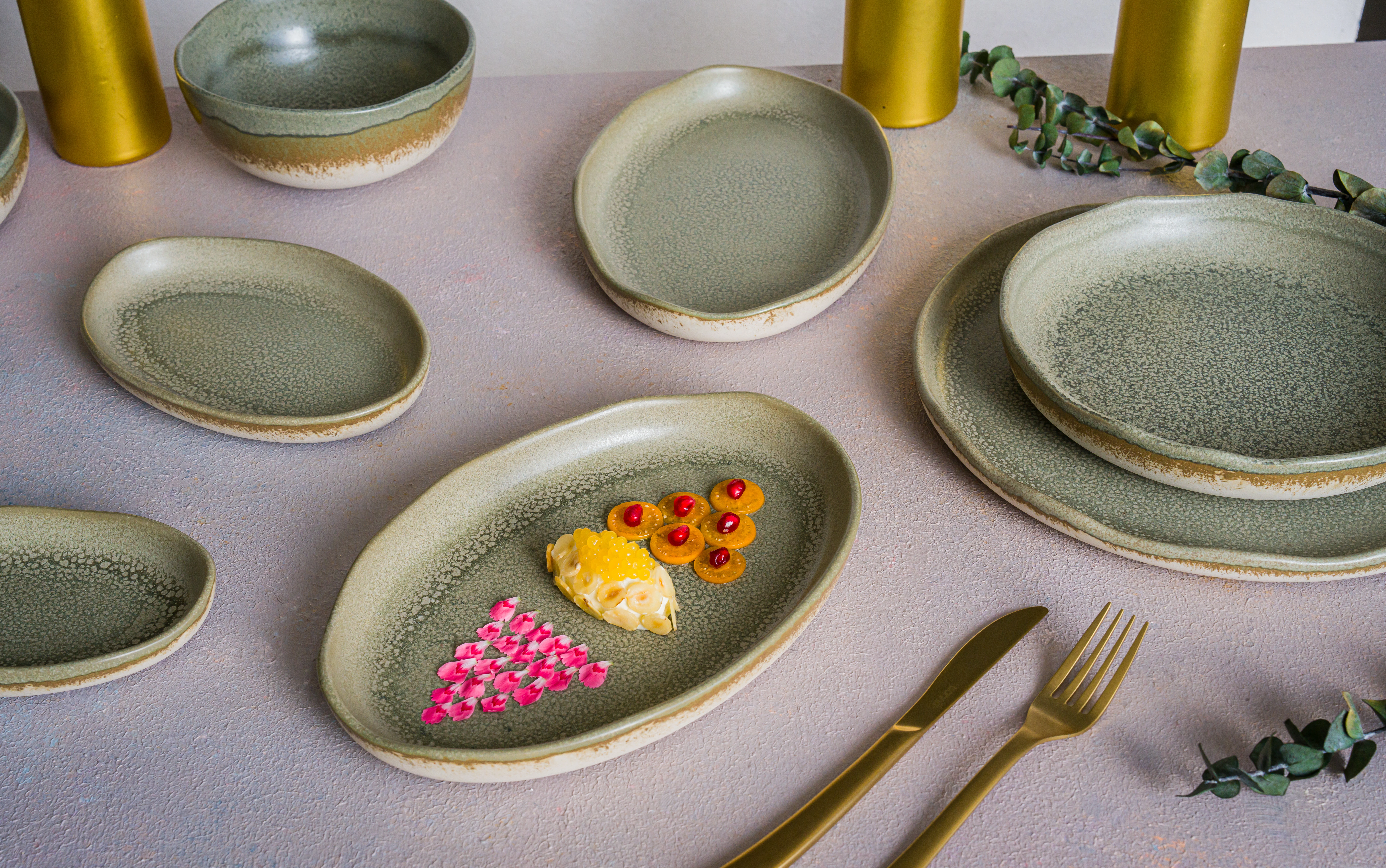 Bonna Adelfa flad tallerken, grøn, ø25 cm