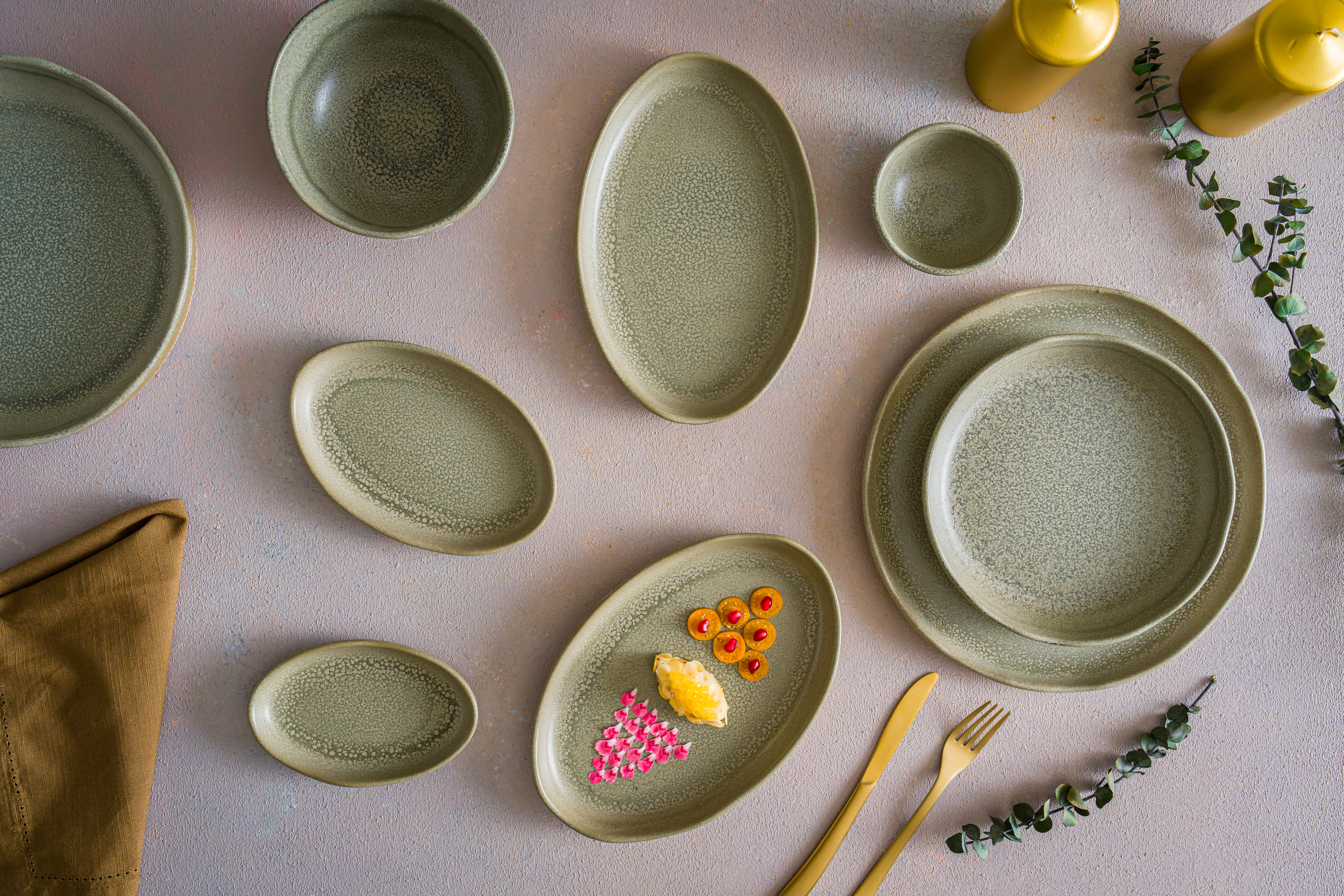 Bonna Adelfa flad tallerken, grøn, ø25 cm