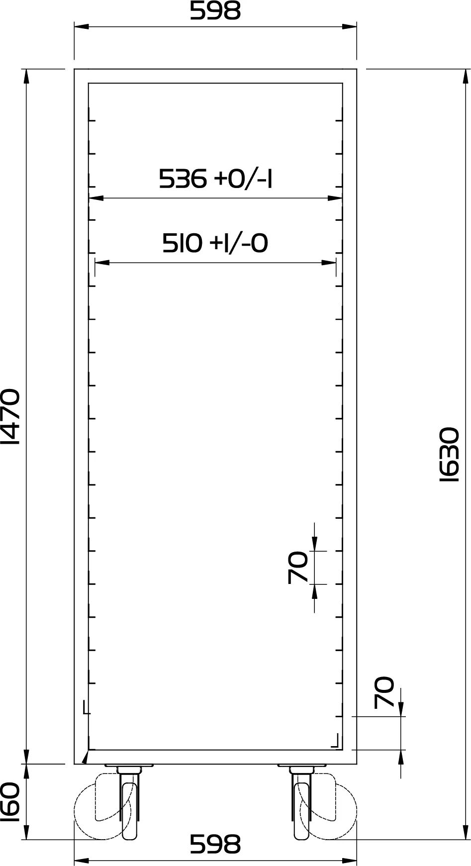 Coldline J100/1M indstiksvogn til køleskab