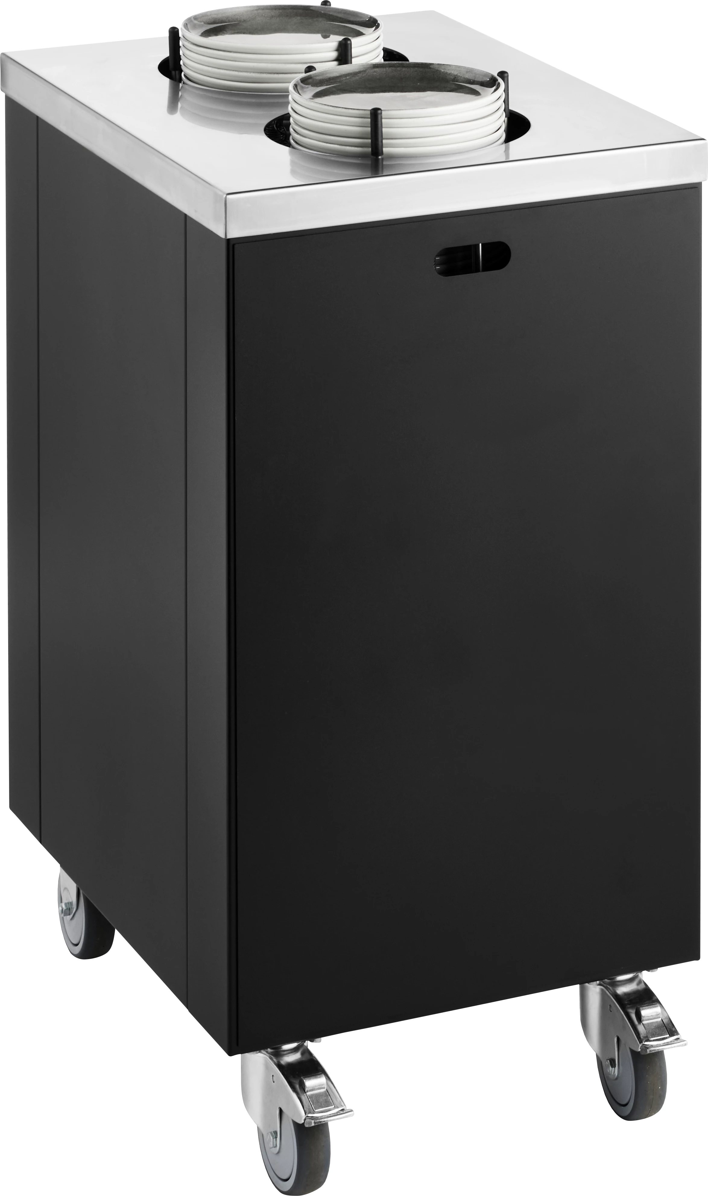 Mist tallerkendispenservogn, 2 rør, maks. ø270 mm