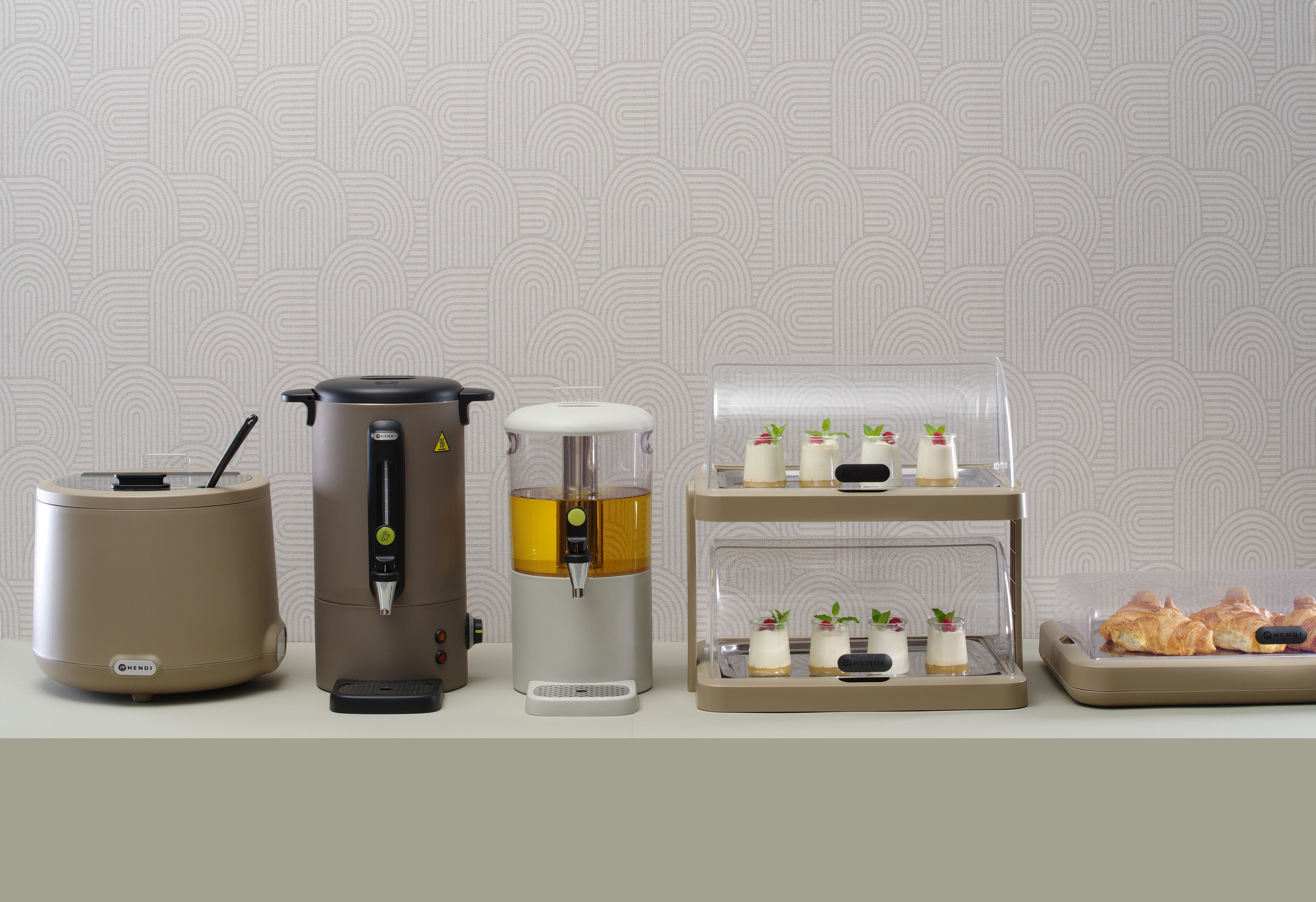 Hendi Uniq dobbelt køleplade med rullelåg, beige