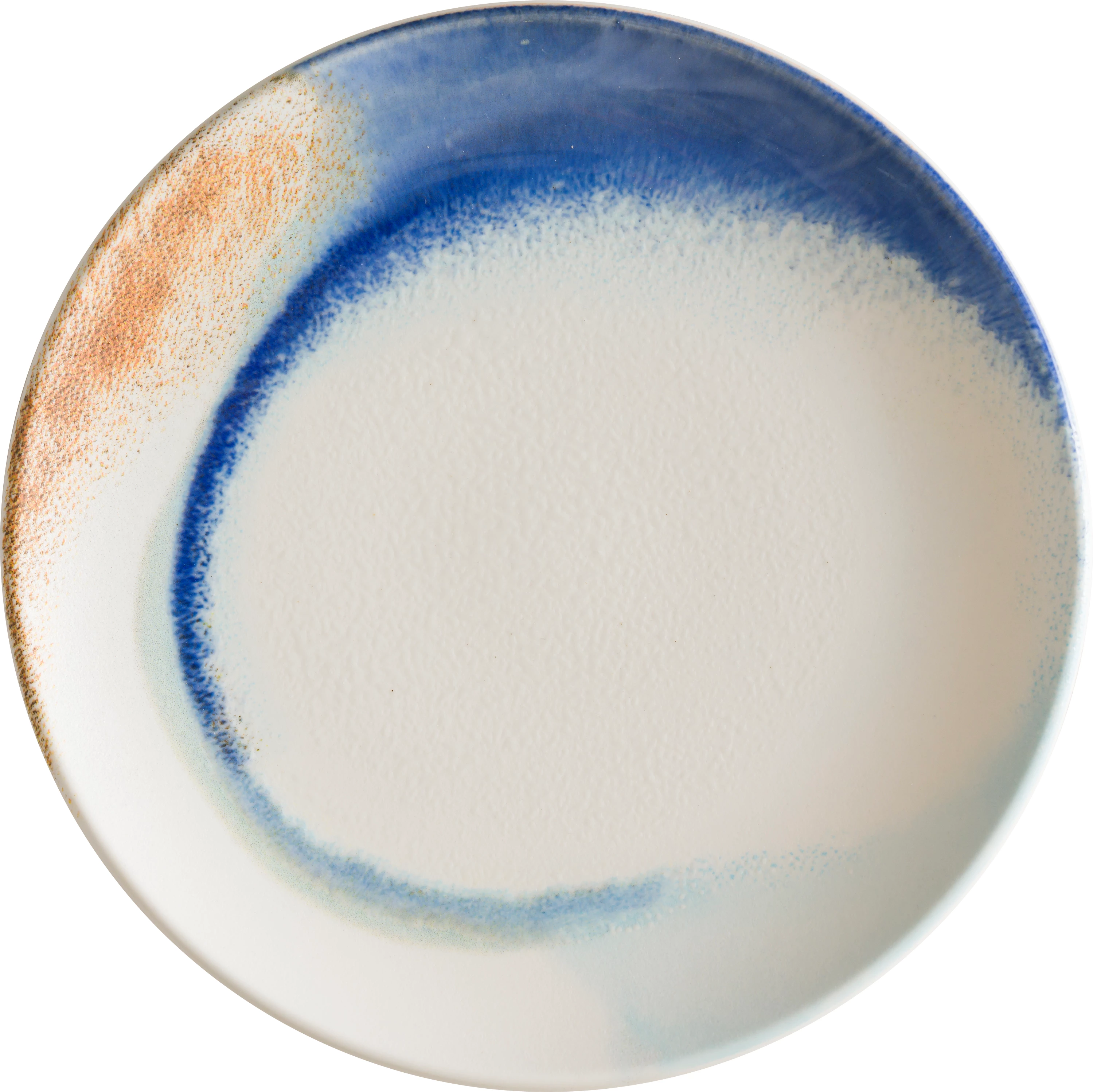 Bonna Kymen tallerken uden fane, hvid/blå/brun, ø21 cm