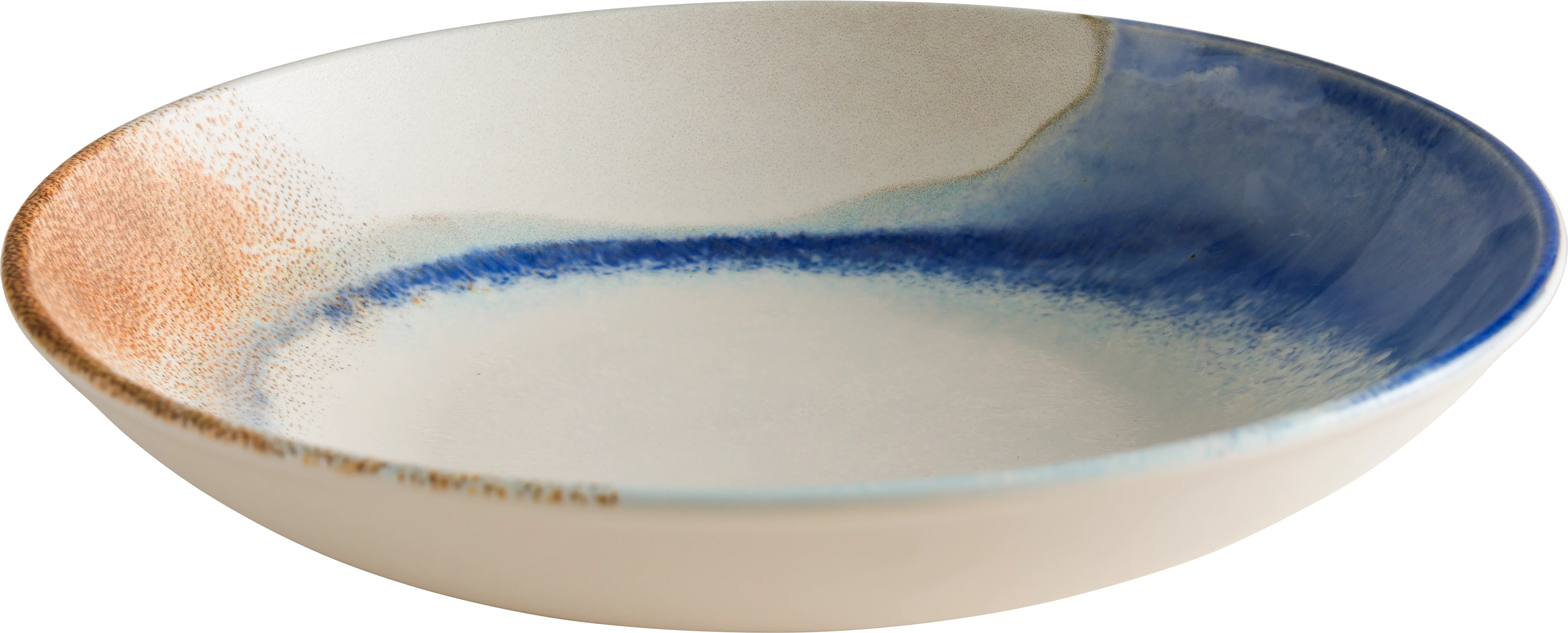 Bonna Kymen dyb tallerken uden fane, hvid/blå/brun, ø23 cm