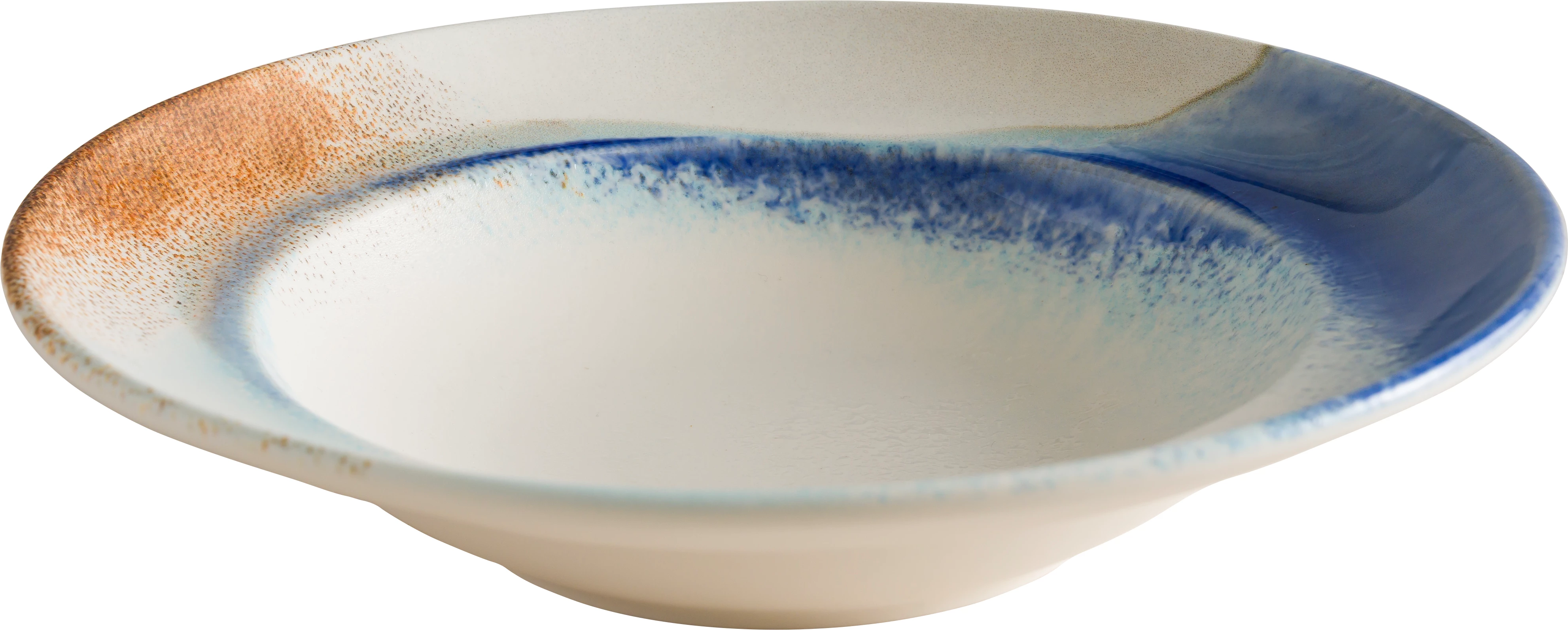 Bonna Kymen dyb tallerken, hvid/blå/brun, ø24 cm