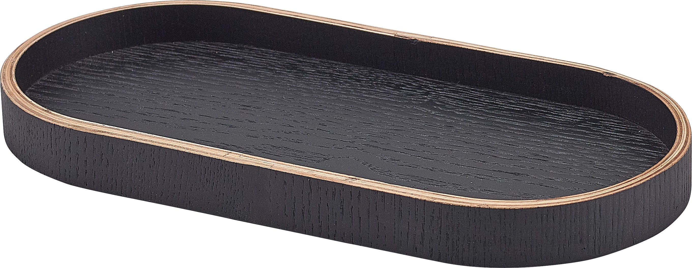 GenWare oval bakke, sort finér, 23 x 11 cm