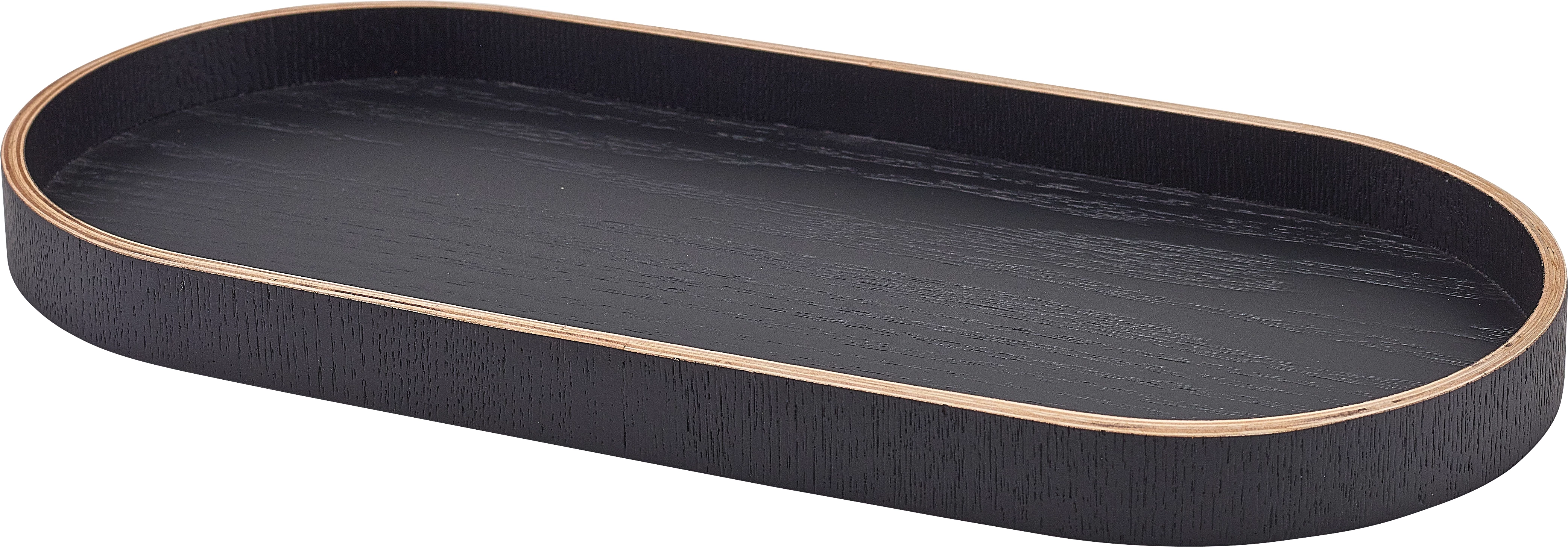 GenWare oval bakke, sort finér, 35 x 16,5 cm