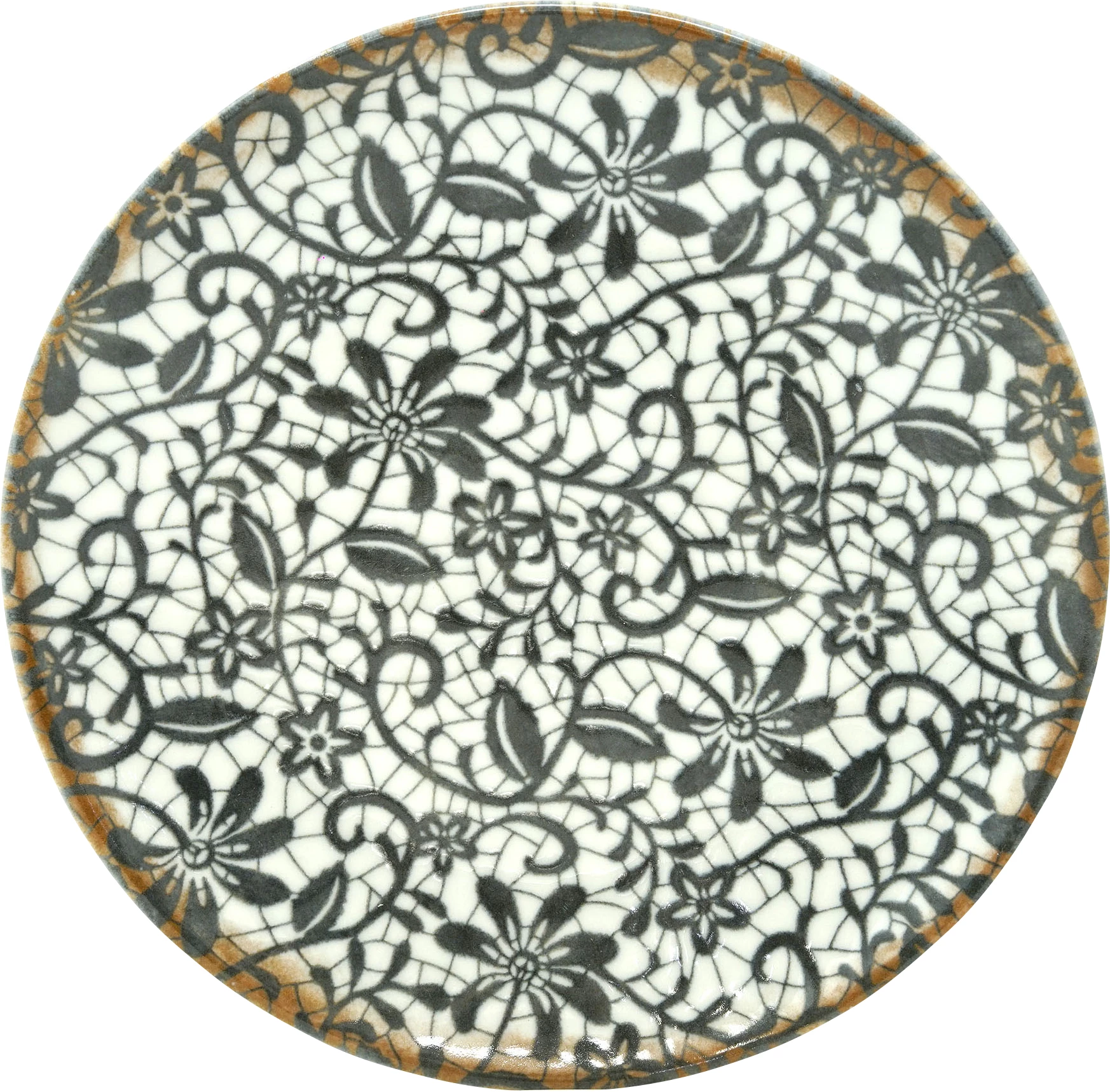 Saturnia Dreamer tallerken, 28 cm, uden fane, grå blomster