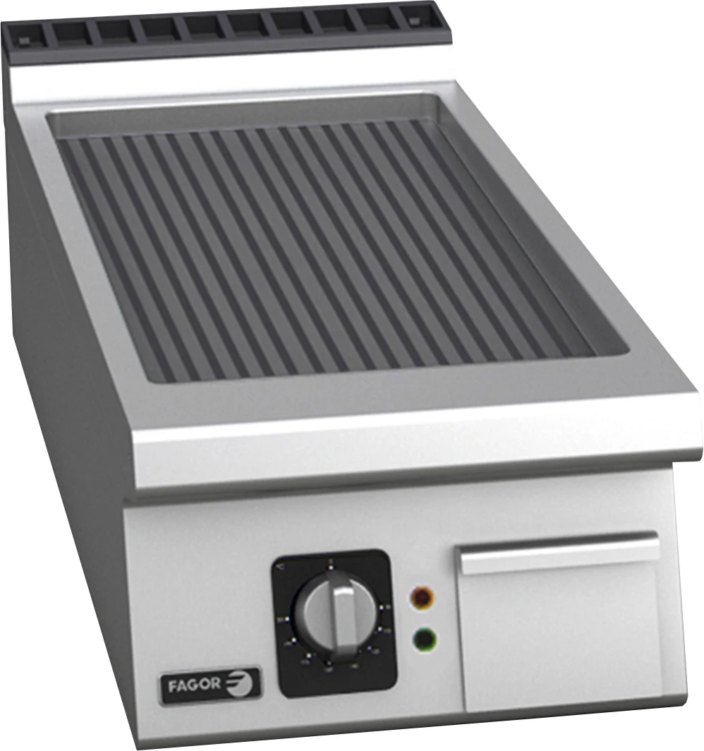 Fagor FT-E905R stegepladetop, rillet, 400 mm