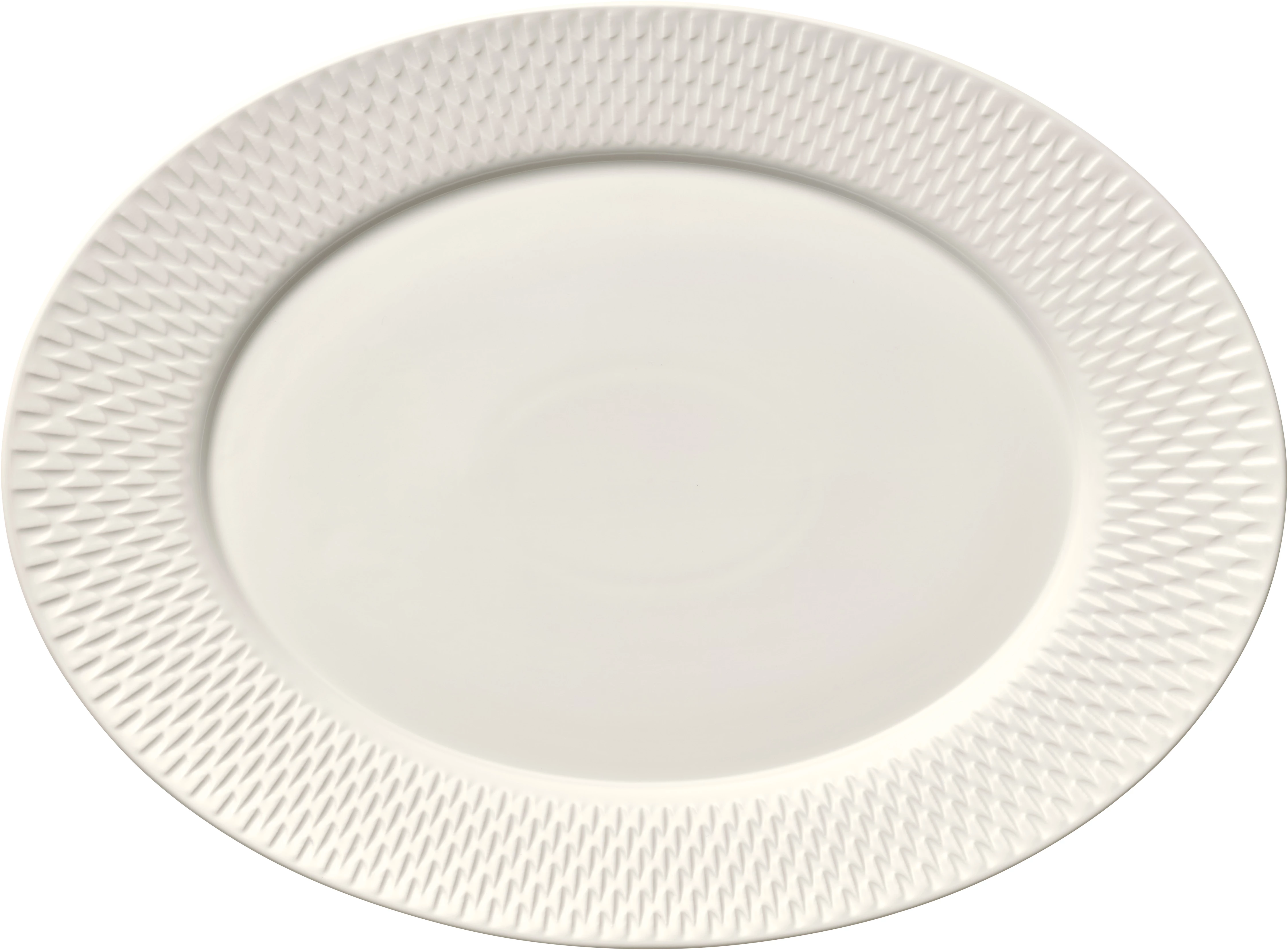 Bauscher Purity Reflections fad, oval, 38,2 x 27,9 cm, hvid, præget fane