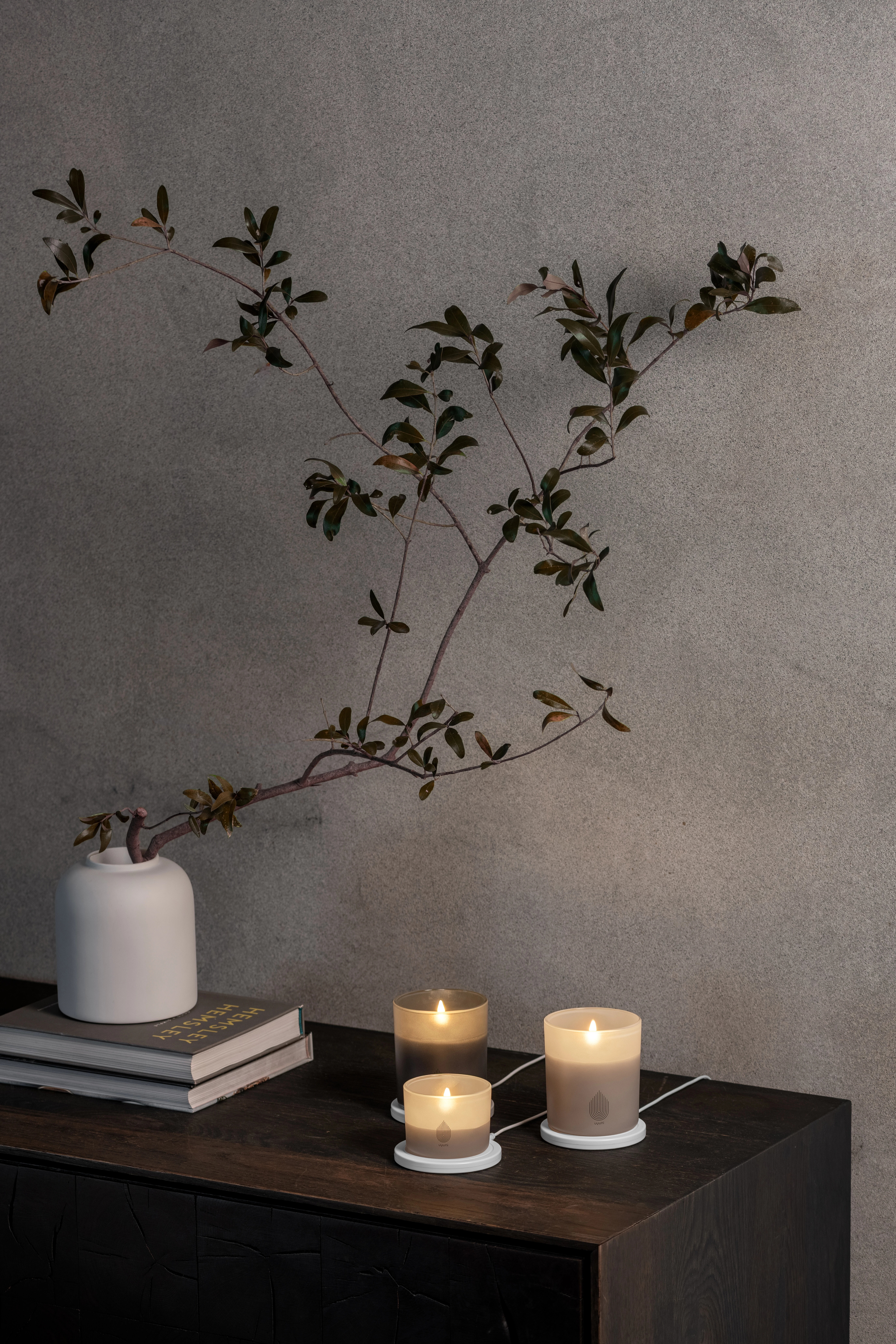 uyuni Glaslys, H10,2 cm, ø9,2 cm, grå