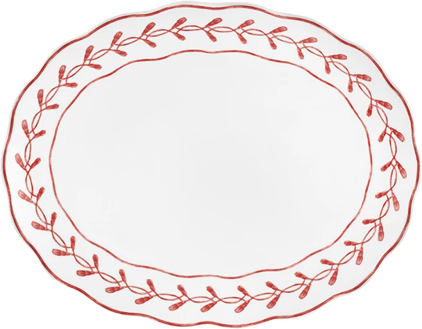 Vista Alegre Jane fad, oval 28,9 x 22,7 cm, hvid/rød