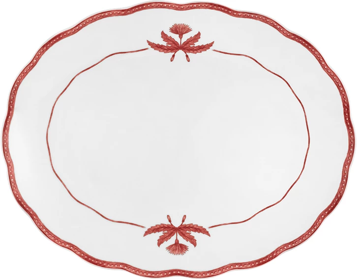 Vista Alegre Jane fad, oval 33,5 x 26,7 cm, hvid/rød