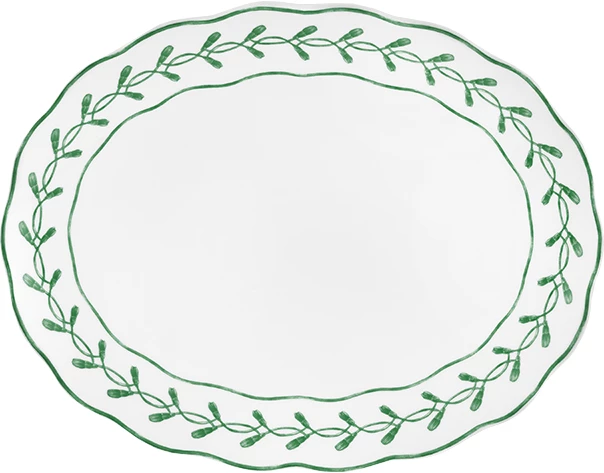 Vista Alegre Jane fad, oval, 28,9 x 22,7 cm, hvid/grøn