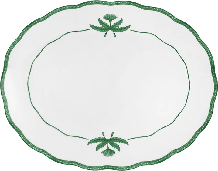 Vista Alegre Jane fad, oval, 33,5 x 26,7 cm, hvid/grøn