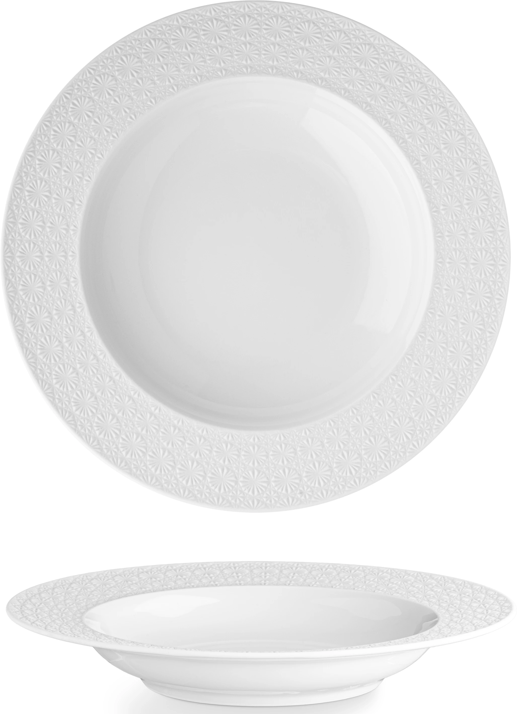 G. Benedikt Stars dyb tallerken, 23 cm, hvid med mat fane