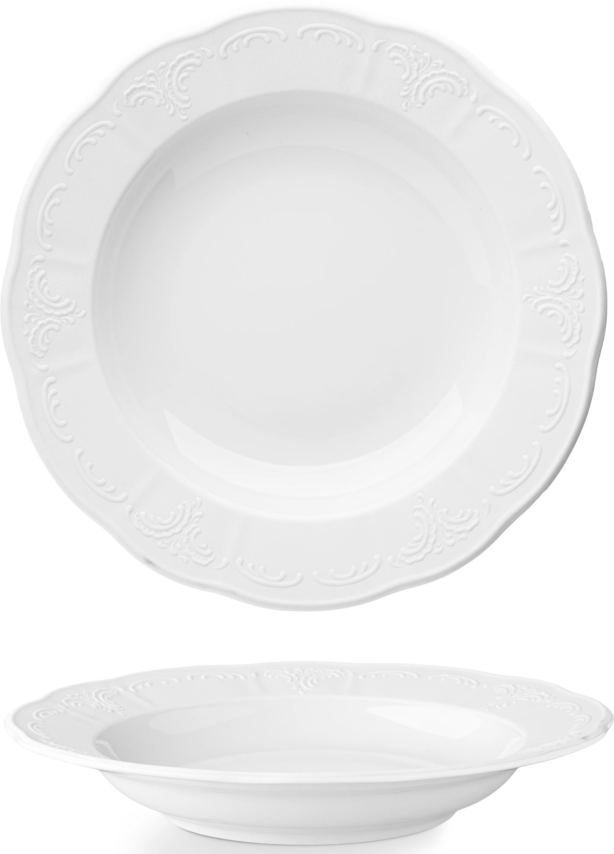 Lilien Bellevue Satin dyb tallerken, 22,4 cm, hvid med mat fane