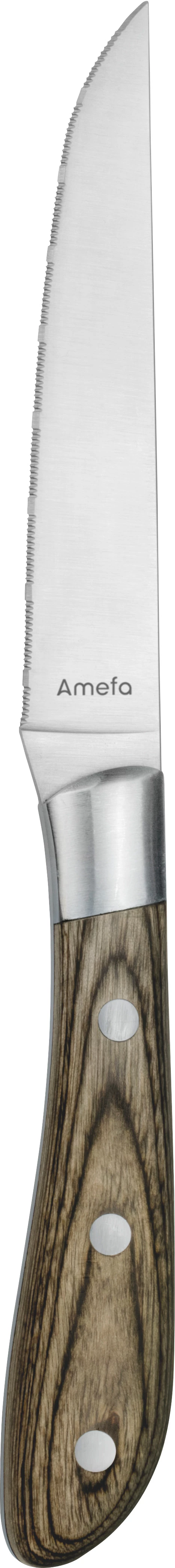 Amefa Achille steakkniv, 23 cm, brunt træskaft