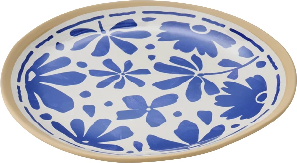 APS Floryn tallerken, melamin, hvid/blå/beige, 21,5 cm