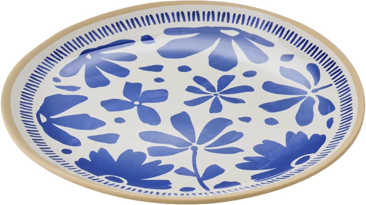 APS Floryn tallerken, melamin, hvid/blå/beige, 26,5 cm