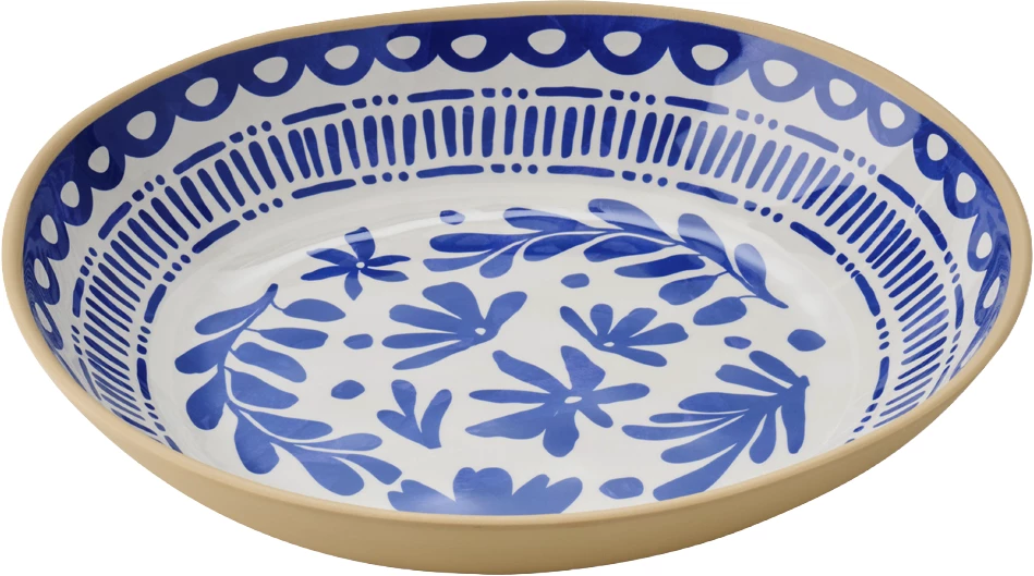 APS Floryn skål, melamin, hvid/blå/beige, ø33 cm, 240 cl