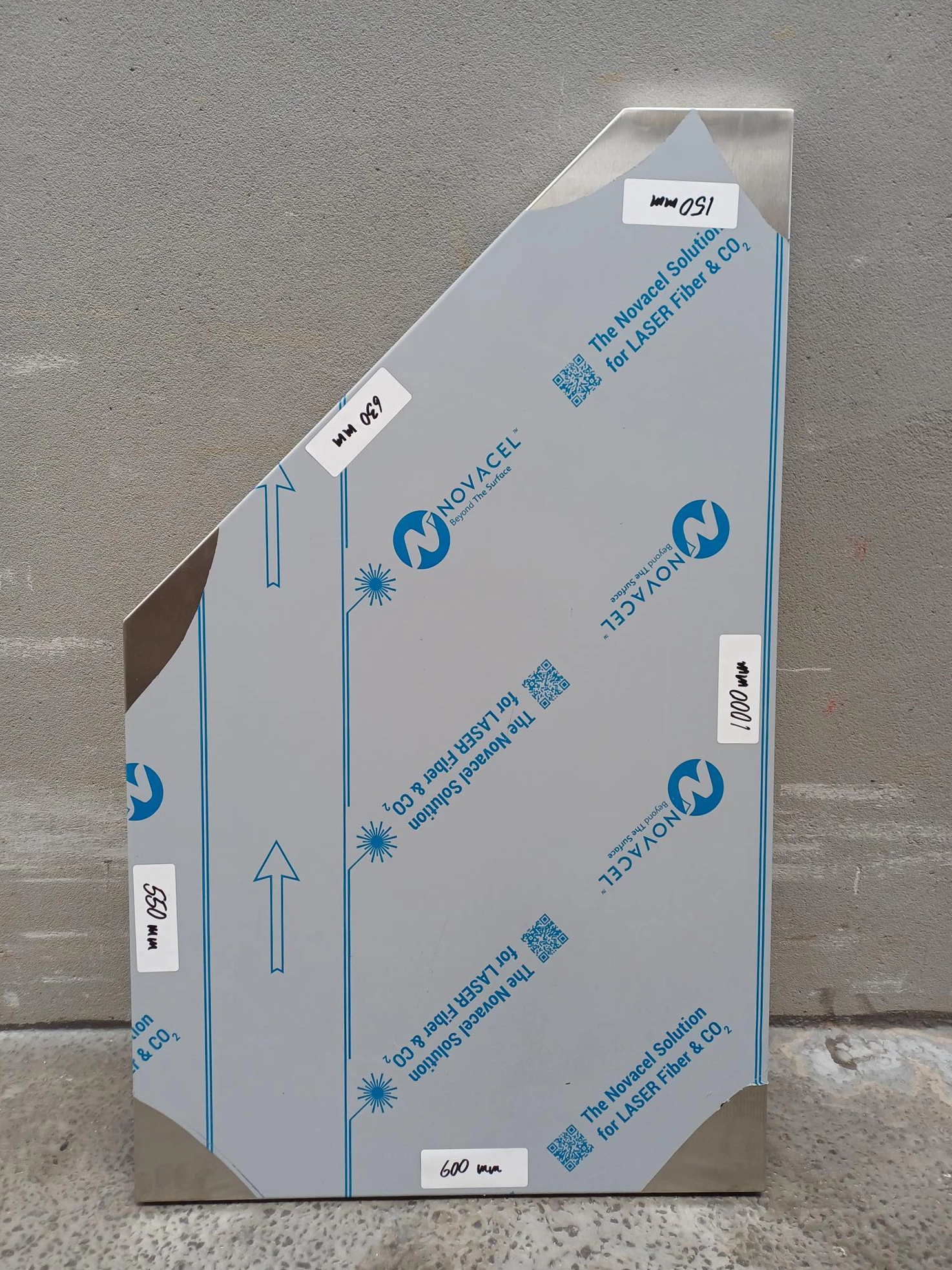 Palbo Rustfri vinkel bordplade 1000x600 mm