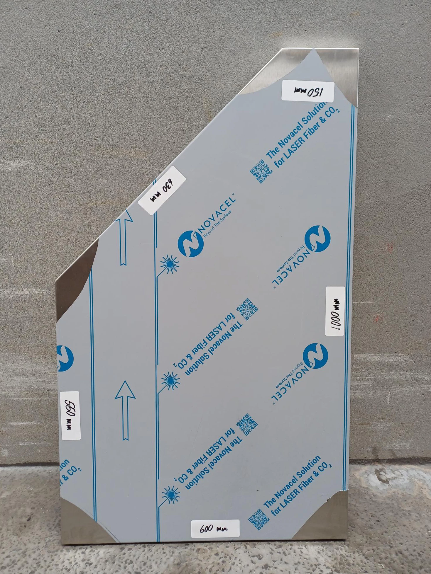Palbo Rustfri vinkel bordplade 1000x600 mm