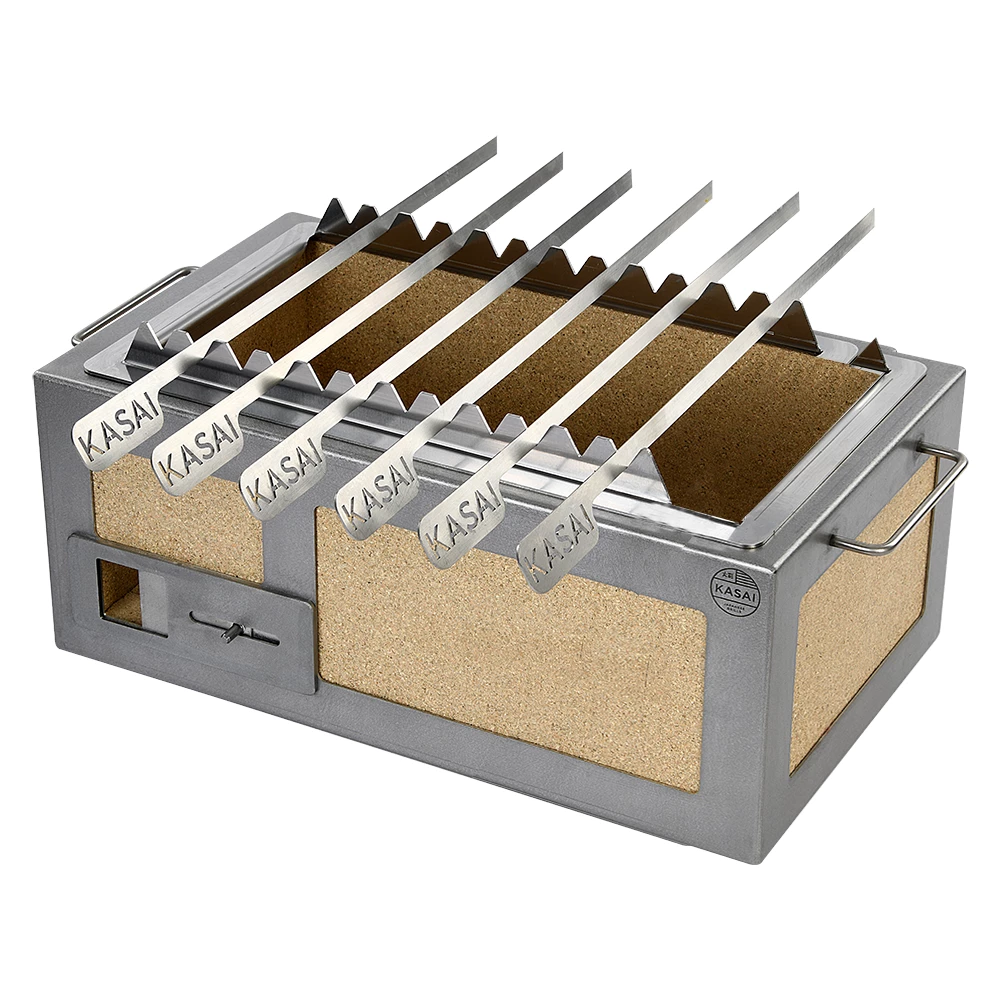 Kasai Konro spydstativ m/6 grillspyd til Yakitori Medium Lang