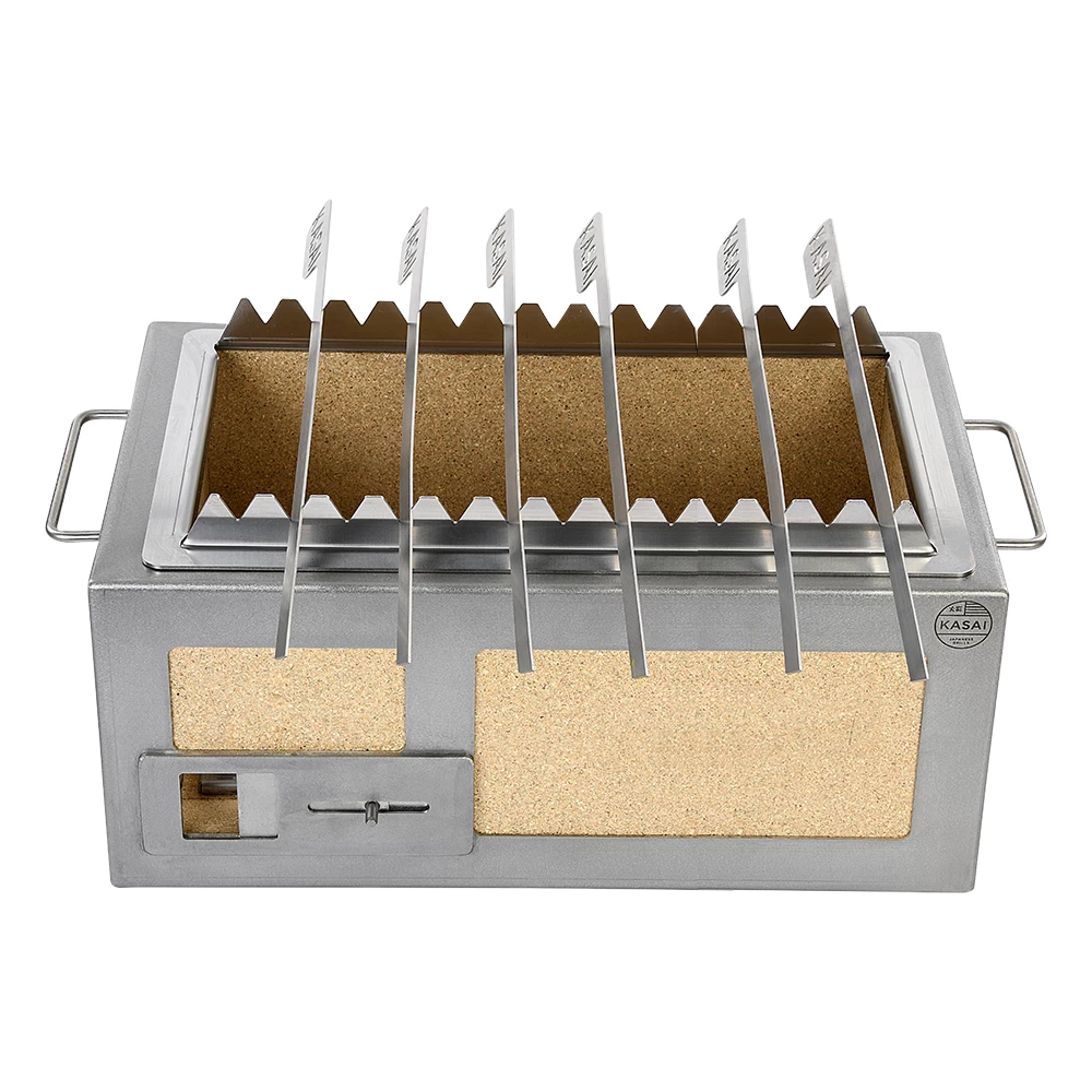 Kasai Konro spydstativ m/6 grillspyd til Yakitori Medium Lang