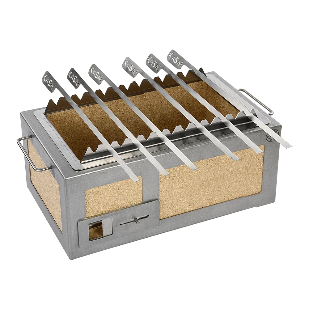 Kasai Konro spydstativ m/6 grillspyd til Yakitori Medium Lang