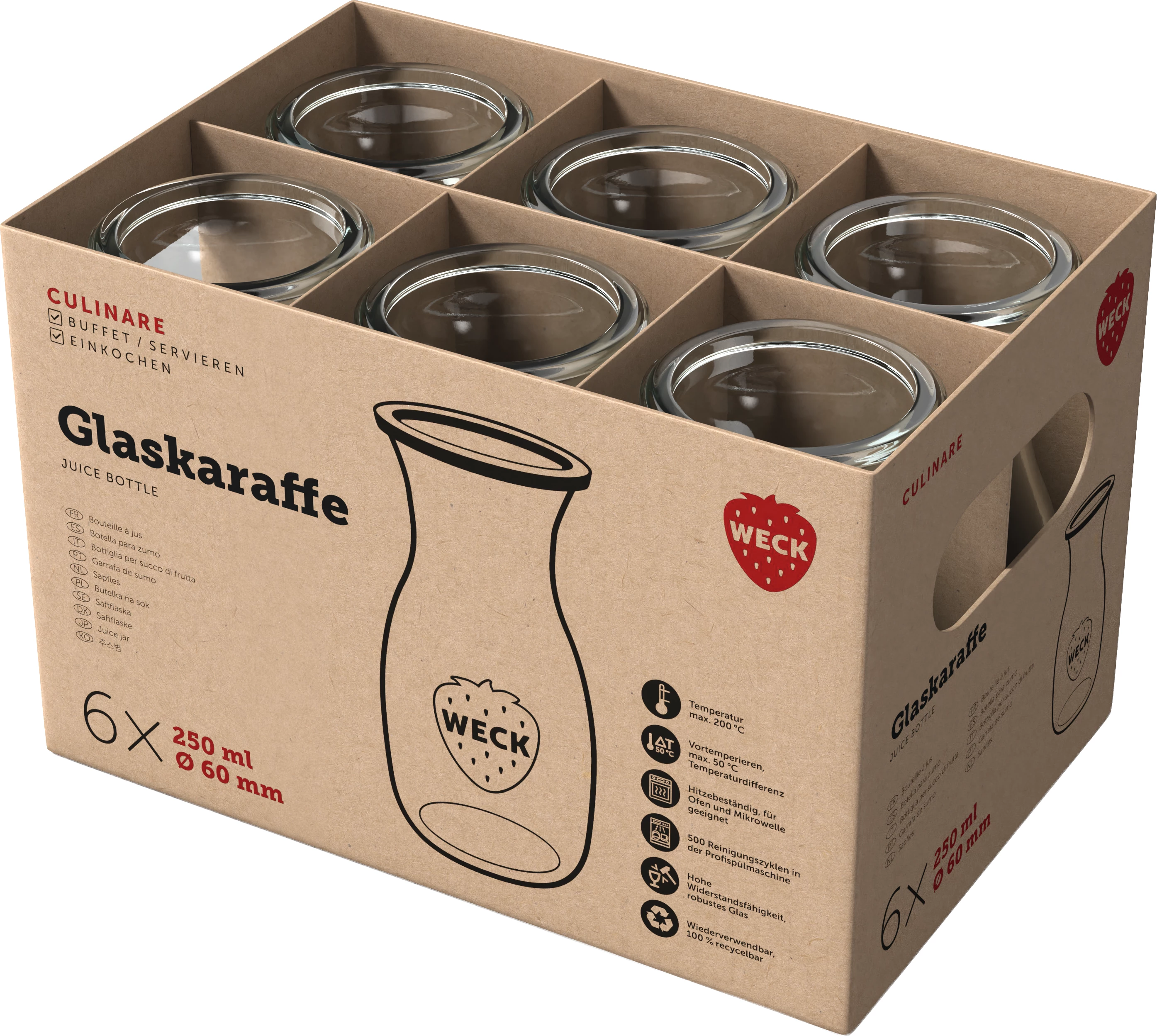 Weck patentflaske uden låg, 0,25 ltr., ø6 cm
