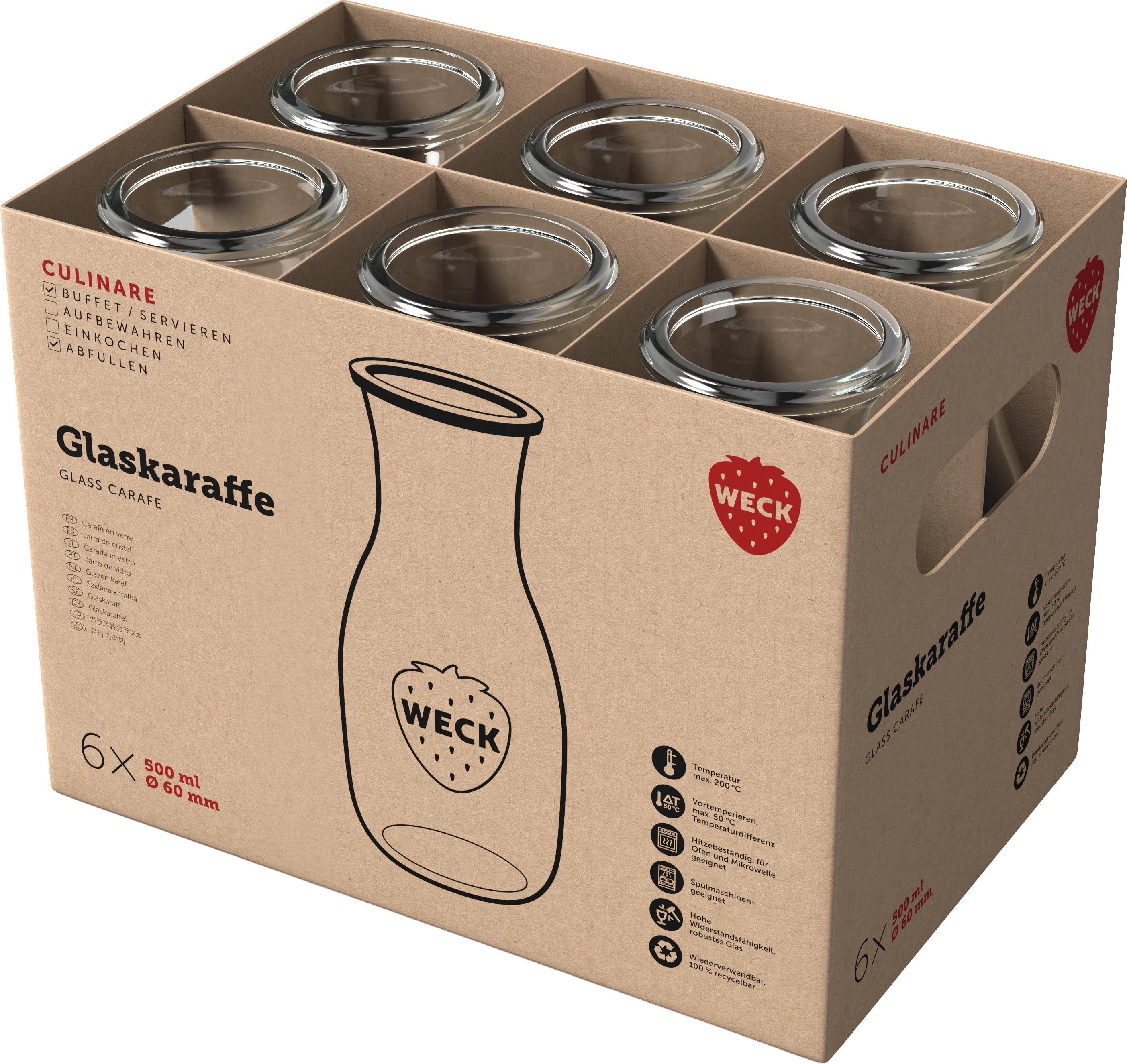 Weck patentflaske uden låg, 0,5 ltr., ø6 cm