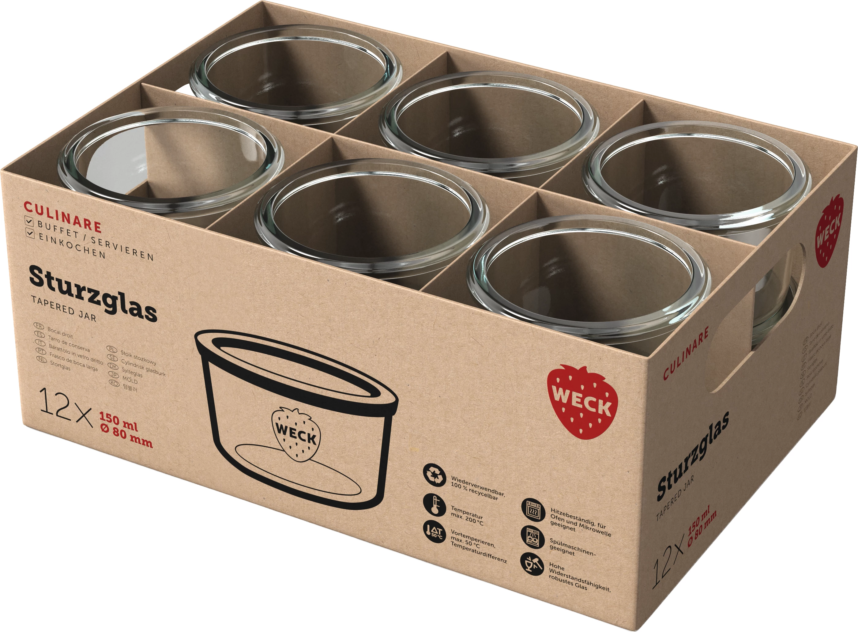 Weck patentglas uden låg, 20 cl, ø8 cm, H5,6 cm