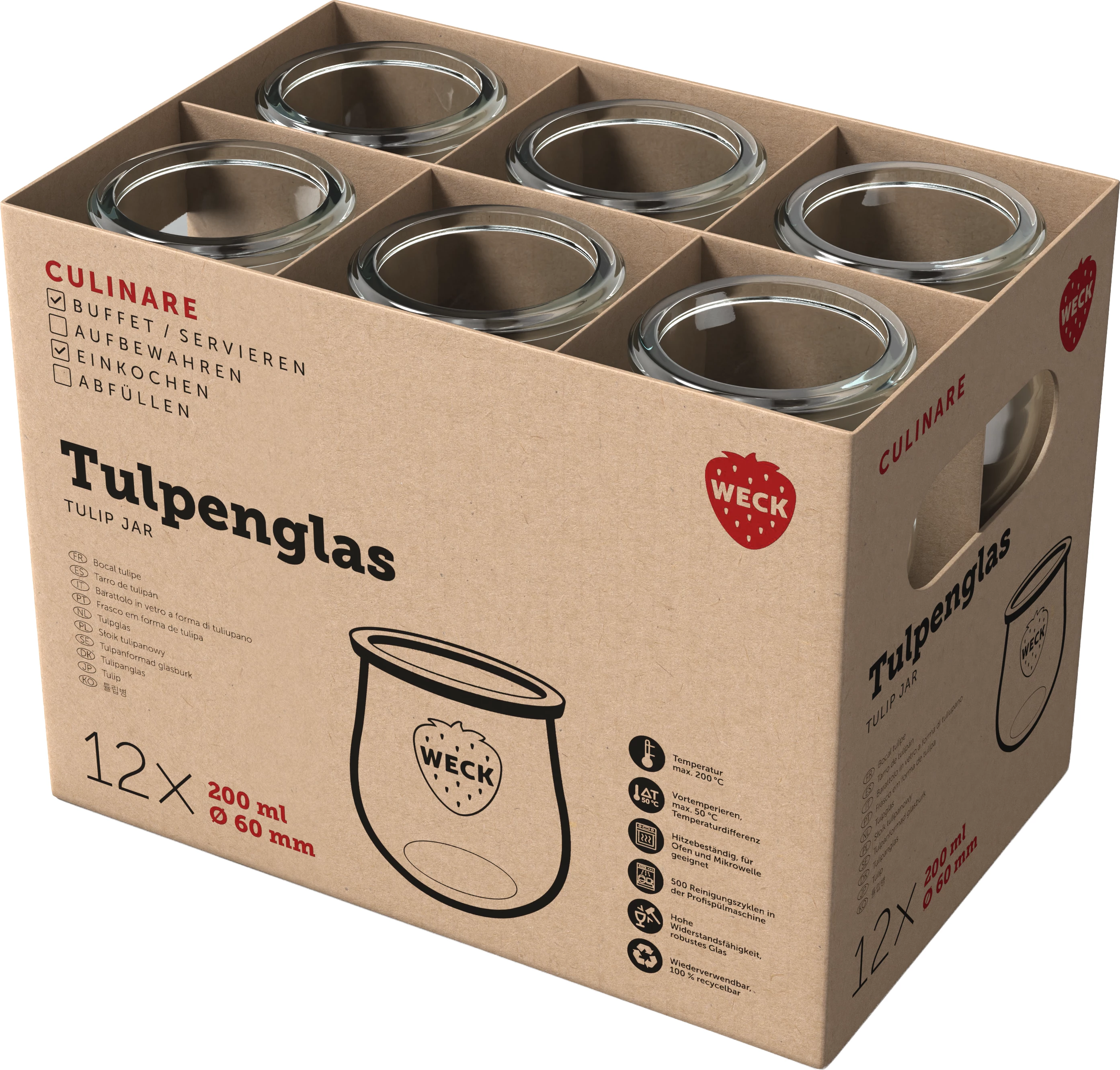 Weck Tulip patentglas uden låg, 22 cl, ø6, H8 cm