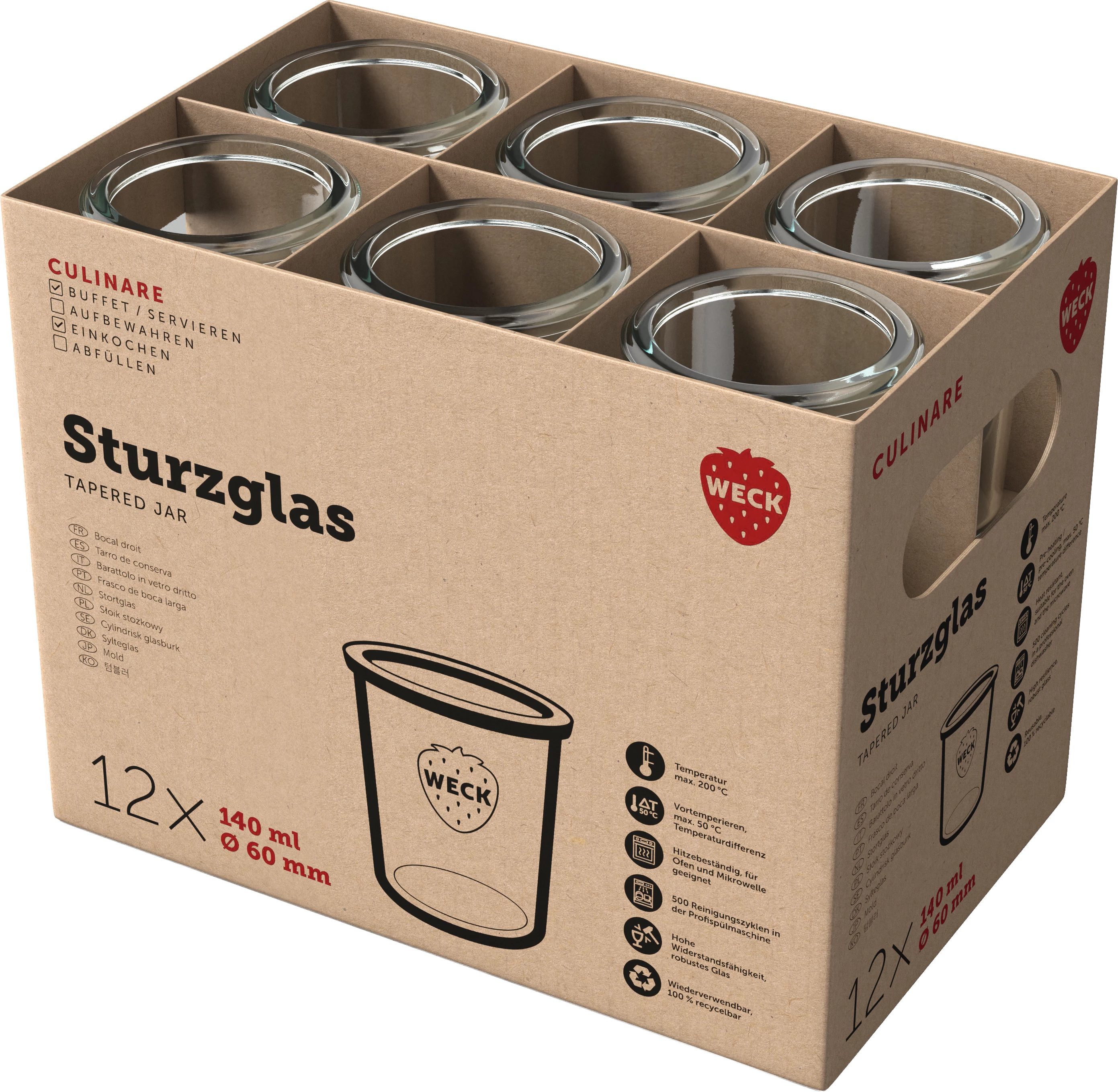 Weck patentglas uden låg, 16 cl, ø6 x H8 cm