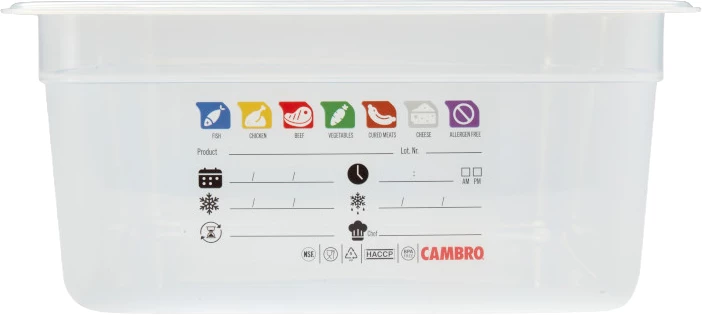 Cambro SafeTrak kantine, klar polypropylen, 19,5 ltr., 1/1 GN, H15 cm