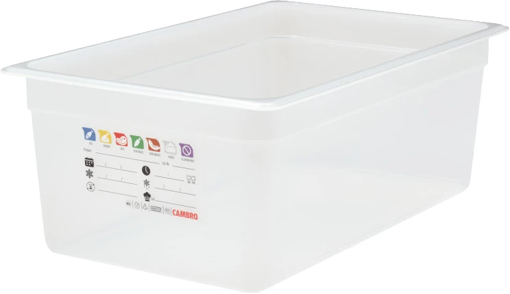 Cambro SafeTrak kantine, klar polypropylen, 25,6 ltr., 1/1 GN, H20 cm
