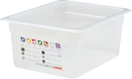 Cambro SafeTrak kantine, klar polypropylen, 8,9 ltr., 1/2 GN, H15 cm
