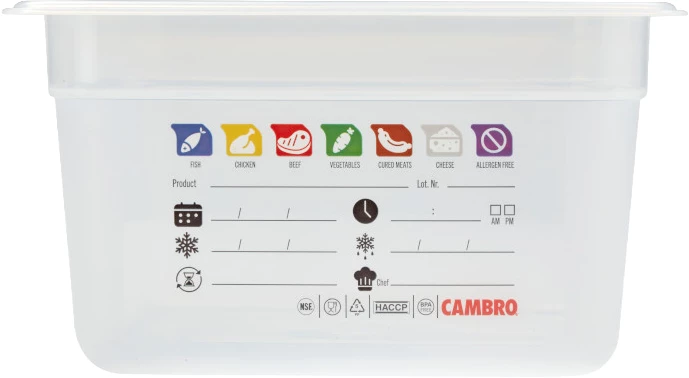 Cambro SafeTrak kantine, klar polypropylen, 8,9 ltr., 1/2 GN, H15 cm