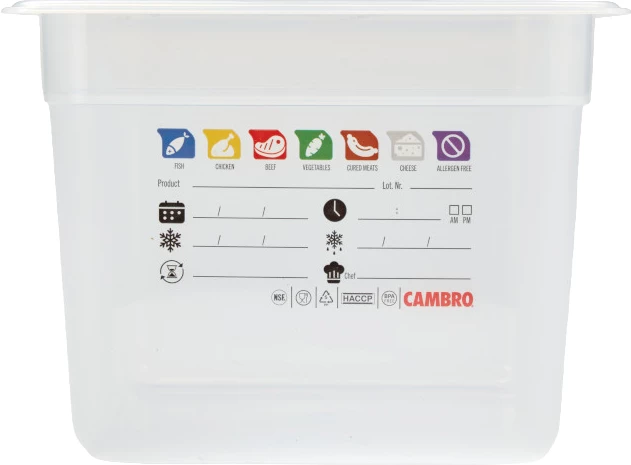Cambro SafeTrak kantine, klar polypropylen, 11,7 ltr., 1/2 GN, H20 cm