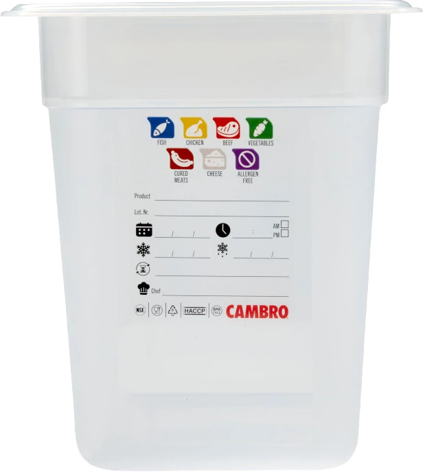Cambro SafeTrak kantine, klar polypropylen, 6,9 ltr., 1/3 GN, H20 cm