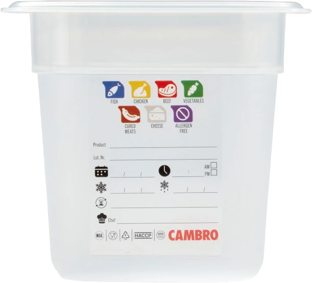 Cambro SafeTrak kantine, klar polypropylen, 2,2 ltr., 1/6 GN, H15 cm